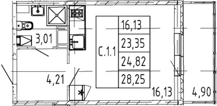 Квартира студия 23.35 м², 5/12 эт., ЖК «Полис ЛАВрики»